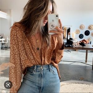 12th Tribe Gold Rush Leopard Blouse